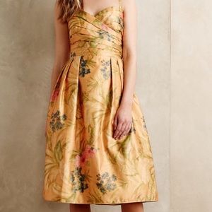 Orange floral silk dress
